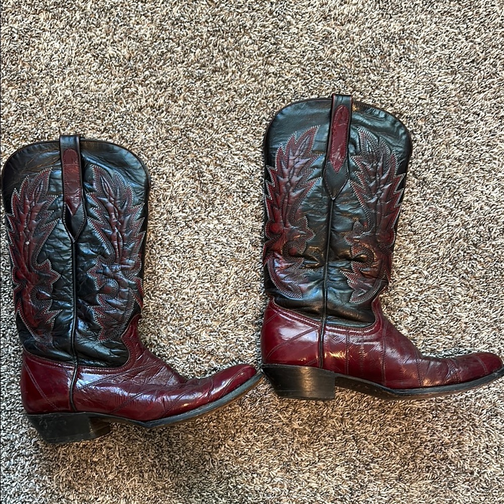 Women's one of a kind, eel skinned cowboy boots